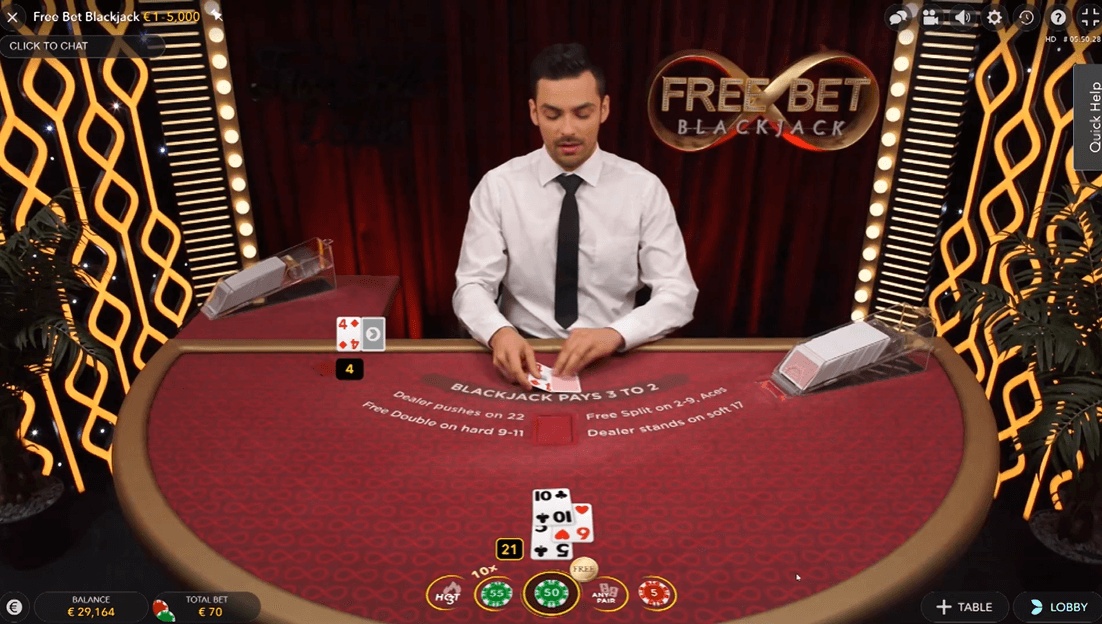 Free Bet blackjack from Evolution